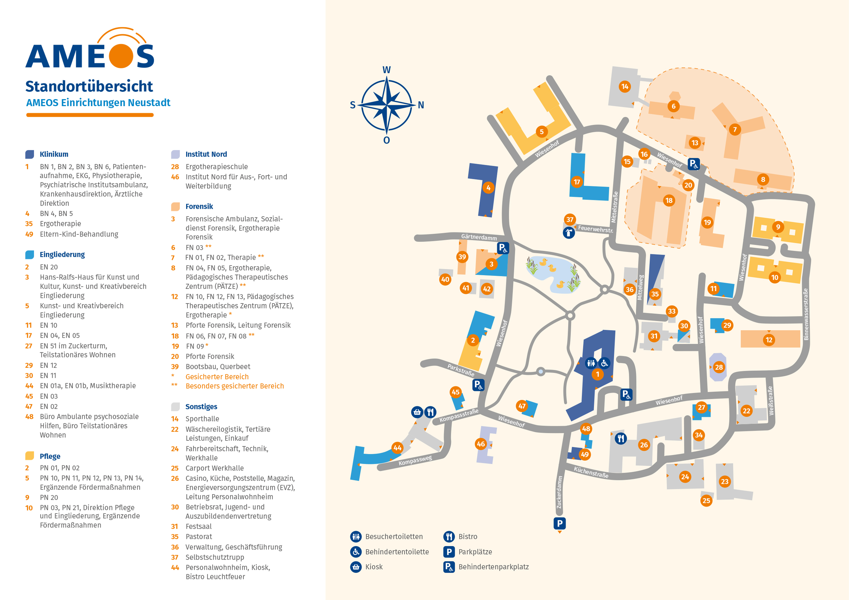 Hier ist ein Lageplan der AMEOS Einrichtungen Neustadt abgebildet
